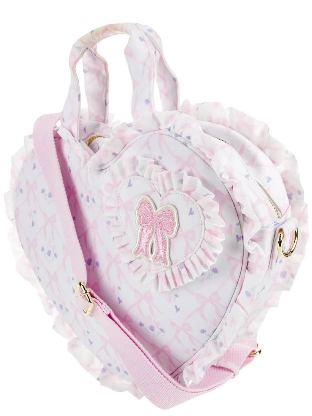 Stoney Clover Lane Pink Heart Crossbody Bag with Bow Patch